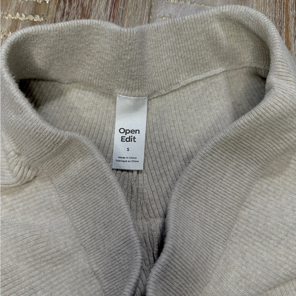 Open Edit Ribbed Knit Shorts‎ Oatmeal Small - Picture 2 of 3